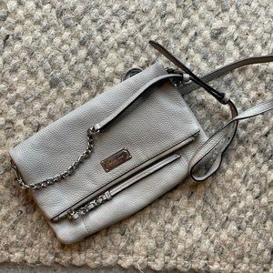 Michael Kors Fold Over Cross Body Purse Gray
